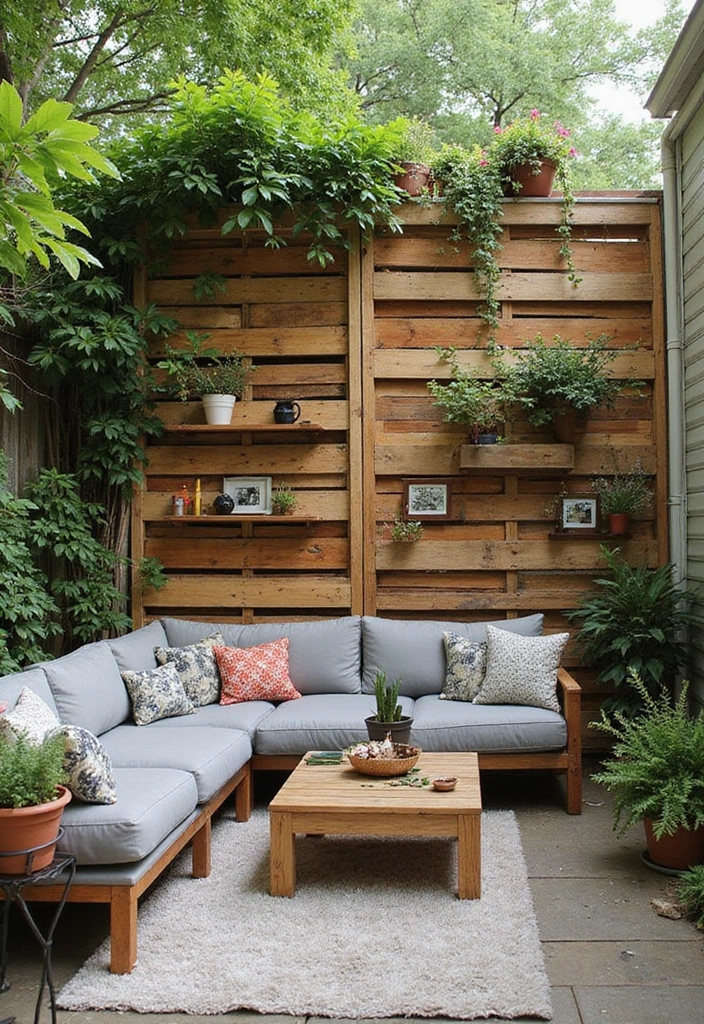 25 Privacy Wall Ideas to Create a Peaceful Backyard Oasis 9 25 Privacy Wall Ideas to Create a Peaceful Backyard Oasis - 3. Rustic Wooden Pallet Wall