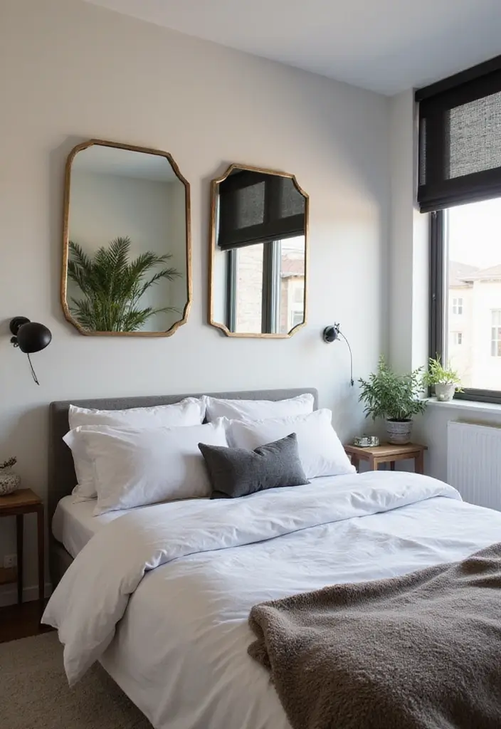 25 Small Bedroom Ideas for Men with a Sleek and Minimal Look 102 25 Small Bedroom Ideas for Men with a Sleek and Minimal Look - 16. Sleek Mirrors