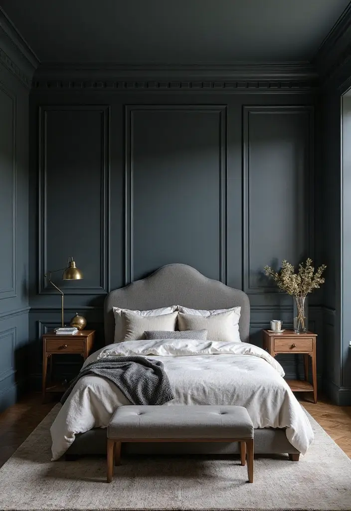 25 Small Bedroom Ideas for Men with a Sleek and Minimal Look 15 25 Small Bedroom Ideas for Men with a Sleek and Minimal Look - 3. Dark and Moody Color Palettes
