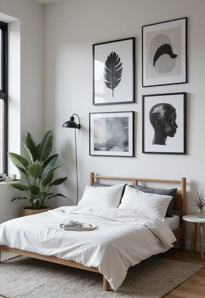 25 Small Bedroom Ideas for Men with a Sleek and Minimal Look 22 25 Small Bedroom Ideas for Men with a Sleek and Minimal Look - 4. Minimalist Wall Art