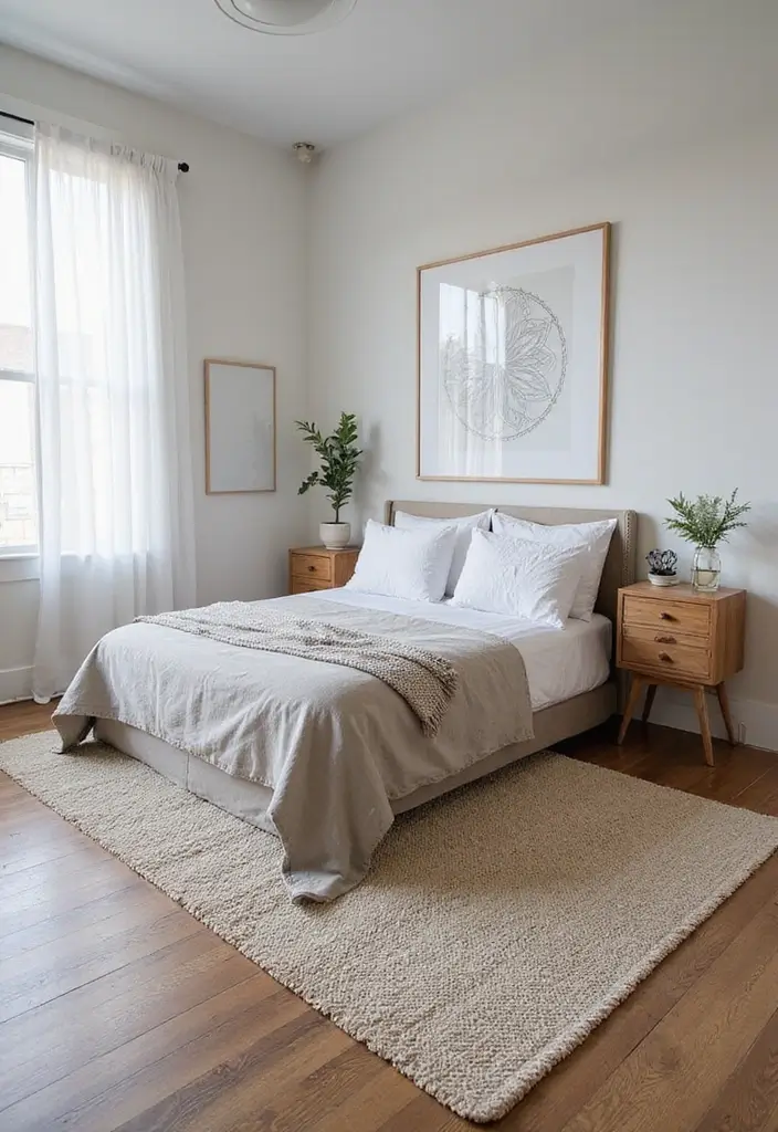 25 Small Bedroom Ideas for Men with a Sleek and Minimal Look 53 25 Small Bedroom Ideas for Men with a Sleek and Minimal Look - 9. Functional Area Rugs