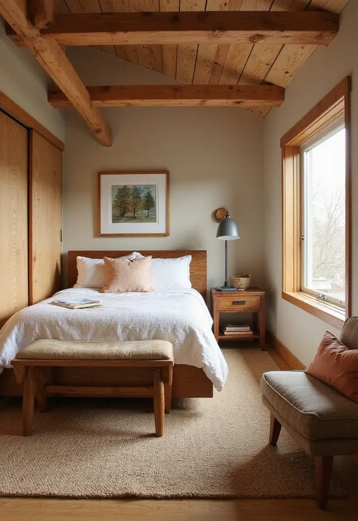 25 Small Guest Bedroom Ideas to Create a Cozy and Inviting Space 121 25 Small Guest Bedroom Ideas to Create a Cozy and Inviting Space - 23. Warm Wood Accents