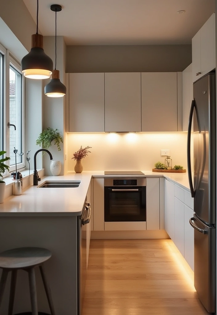 25 Small Modern Simple Kitchen Ideas for Everyday Living 50 25 Small Modern Simple Kitchen Ideas for Everyday Living - 8. Minimalist Lighting Solutions