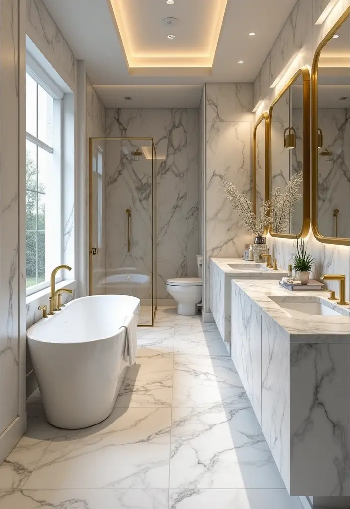 25 Stone Bathroom Ideas for a Spa Look That Feels Expensive 1 25 Stone Bathroom Ideas for a Spa Look That Feels Expensive - 1. Elegant Marble Accents