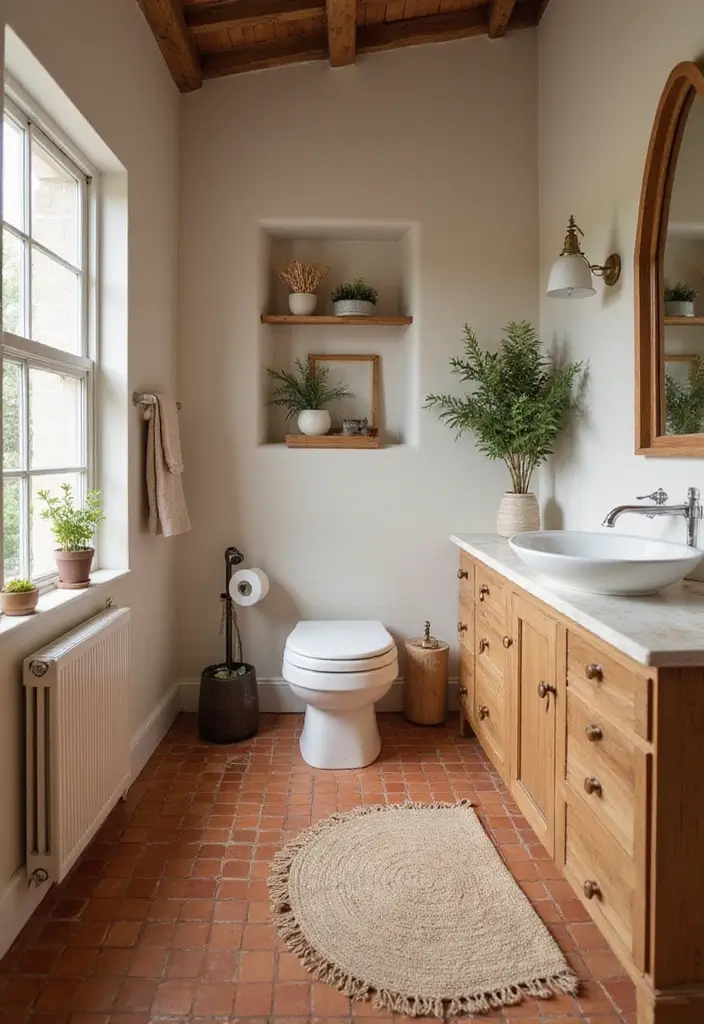 25 Stone Bathroom Ideas for a Spa Look That Feels Expensive 70 25 Stone Bathroom Ideas for a Spa Look That Feels Expensive - 12. Warm Terracotta Tiles