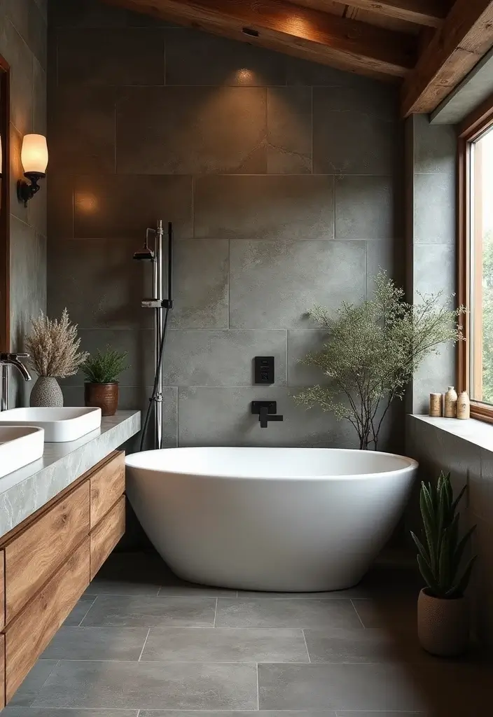 25 Stone Bathroom Ideas for a Spa Look That Feels Expensive 8 25 Stone Bathroom Ideas for a Spa Look That Feels Expensive - 2. Rustic Slate Walls