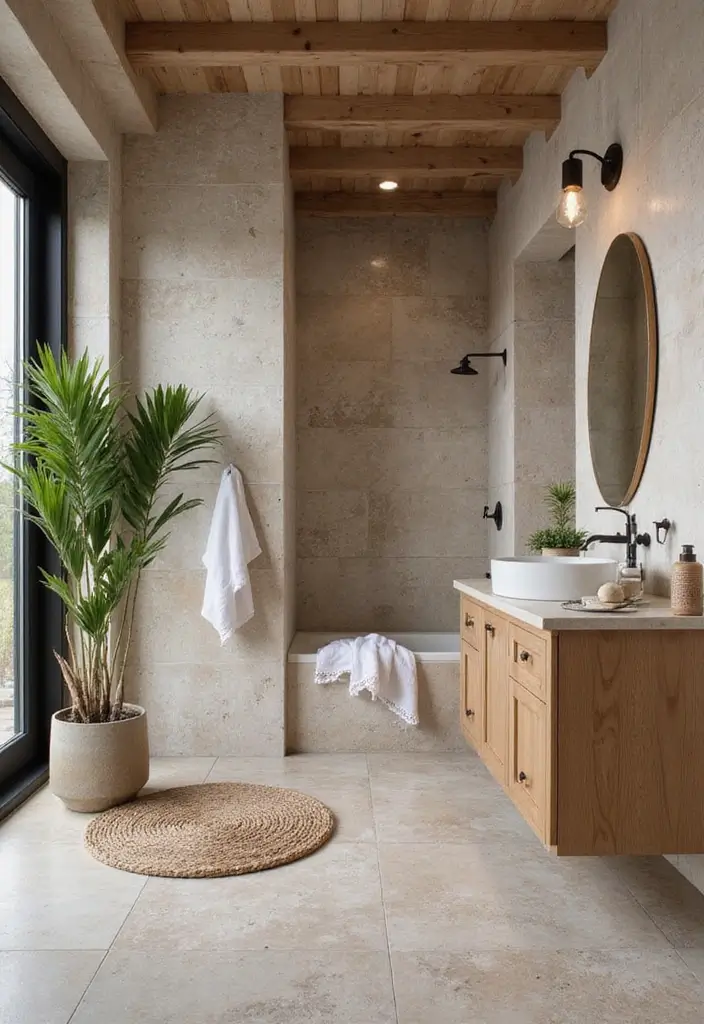 25 Stone Bathroom Ideas for a Spa Look That Feels Expensive 141 25 Stone Bathroom Ideas for a Spa Look That Feels Expensive - 25. Personal Touches with Natural Stone