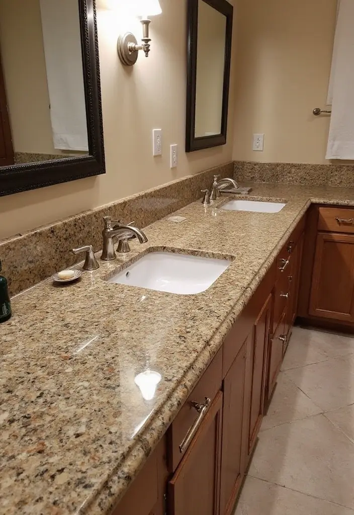 25 Stone Bathroom Ideas for a Spa Look That Feels Expensive 15 25 Stone Bathroom Ideas for a Spa Look That Feels Expensive - 3. Stunning Granite Countertops