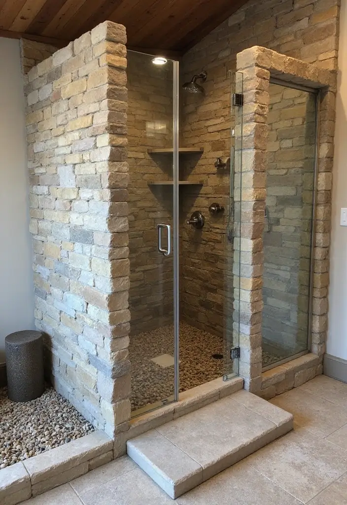 25 Stone Bathroom Ideas for a Spa Look That Feels Expensive 22 25 Stone Bathroom Ideas for a Spa Look That Feels Expensive - 4. Textured River Stone Showers