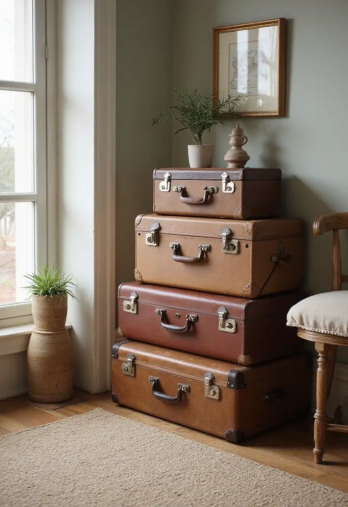 25 Tiny Home Storage Ideas to Maximize Every Inch of Space 132 25 Tiny Home Storage Ideas to Maximize Every Inch of Space - 24. Vintage Suitcase Storage