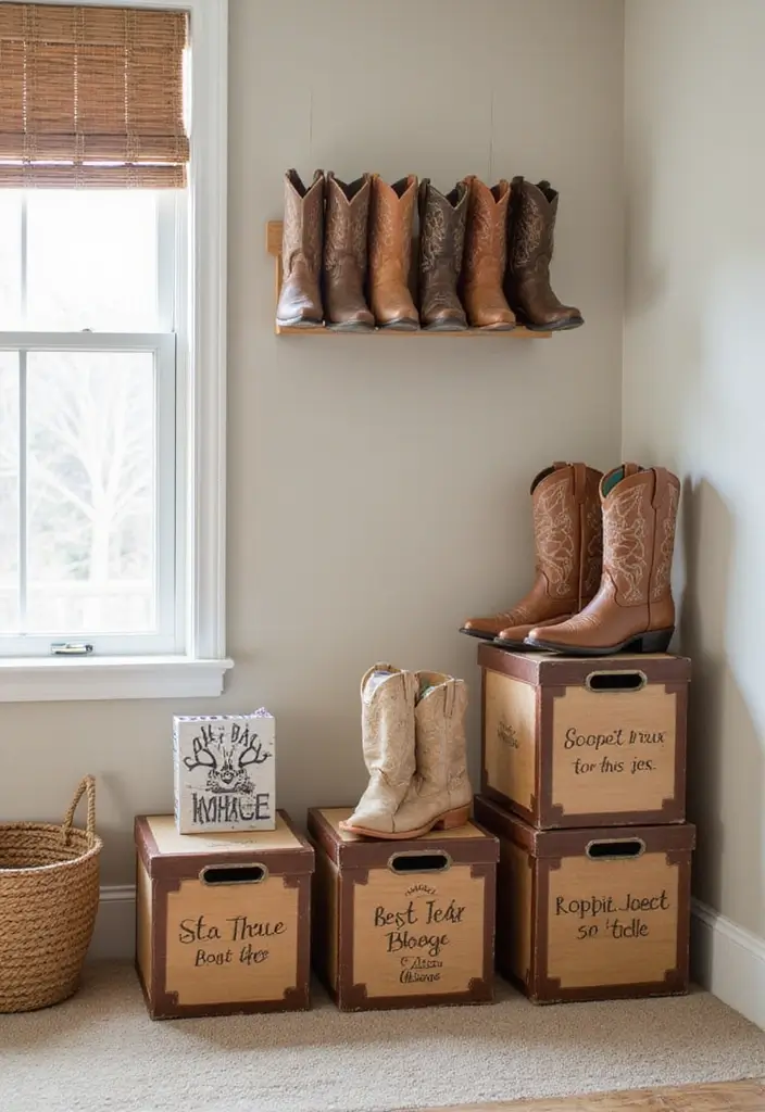 25 Western Bedroom Ideas with Rustic Cowboy Charm 63 25 Western Bedroom Ideas with Rustic Cowboy Charm - 11. Cowboy Boot Storage