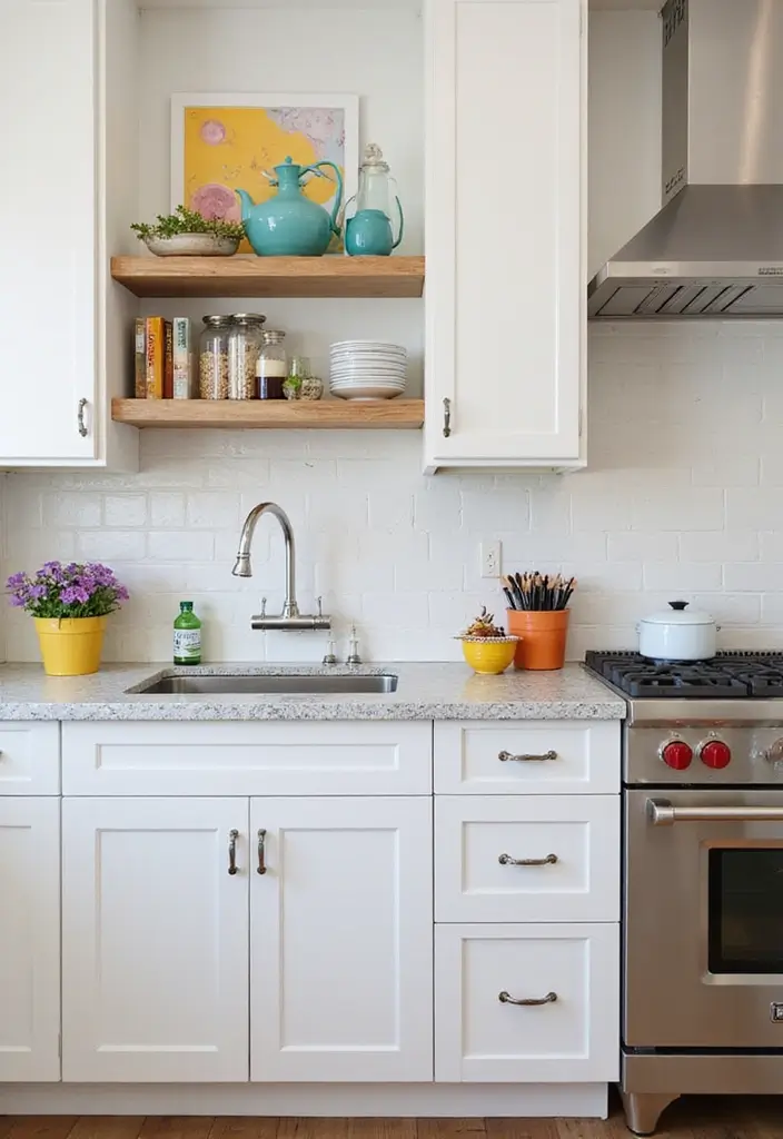 25 White Kitchen Ideas For a Clean and Elegant Space 64 25 White Kitchen Ideas For a Clean and Elegant Space - 10. Accent Colors in Decor