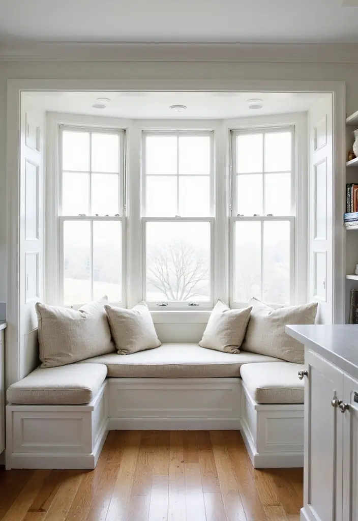 25 White Kitchen Ideas For a Clean and Elegant Space 120 25 White Kitchen Ideas For a Clean and Elegant Space - 18. Breakfast Nooks