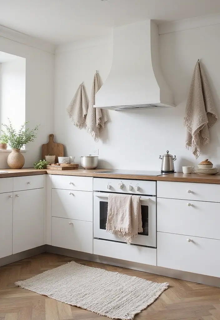 25 White Kitchen Ideas For a Clean and Elegant Space 155 25 White Kitchen Ideas For a Clean and Elegant Space - 23. Layered Textiles