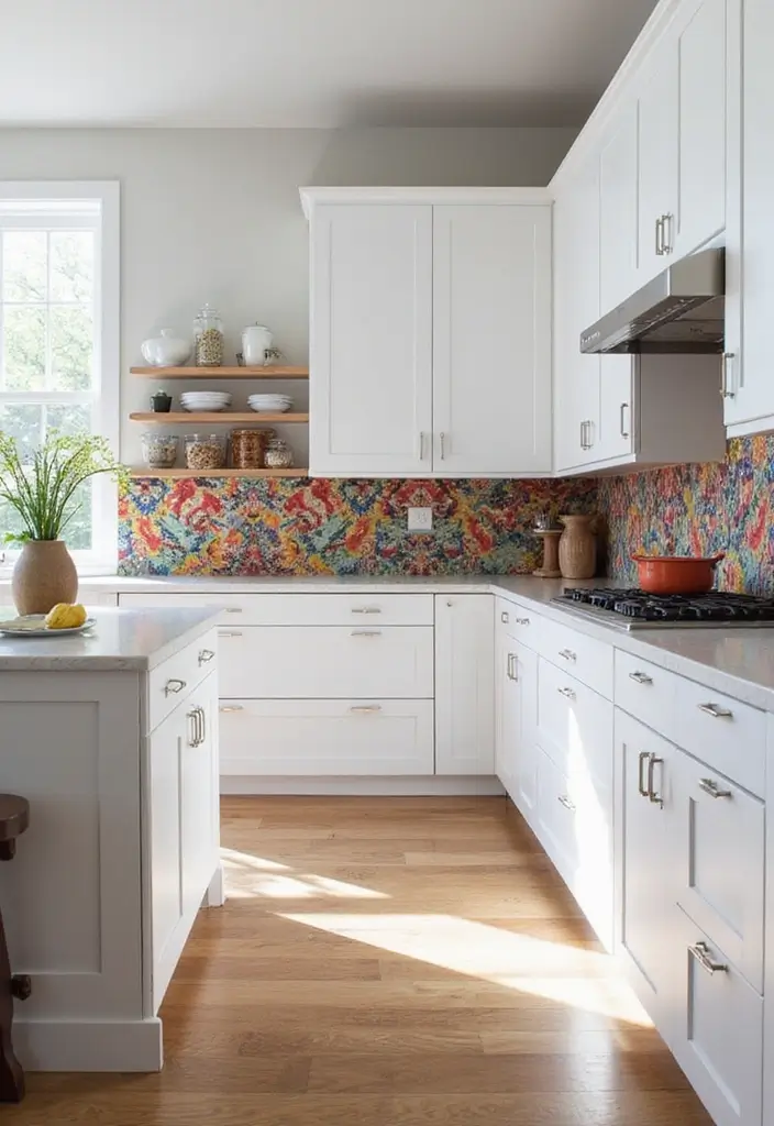 25 White Kitchen Ideas For a Clean and Elegant Space 29 25 White Kitchen Ideas For a Clean and Elegant Space - 5. Incorporating Bold Backsplashes