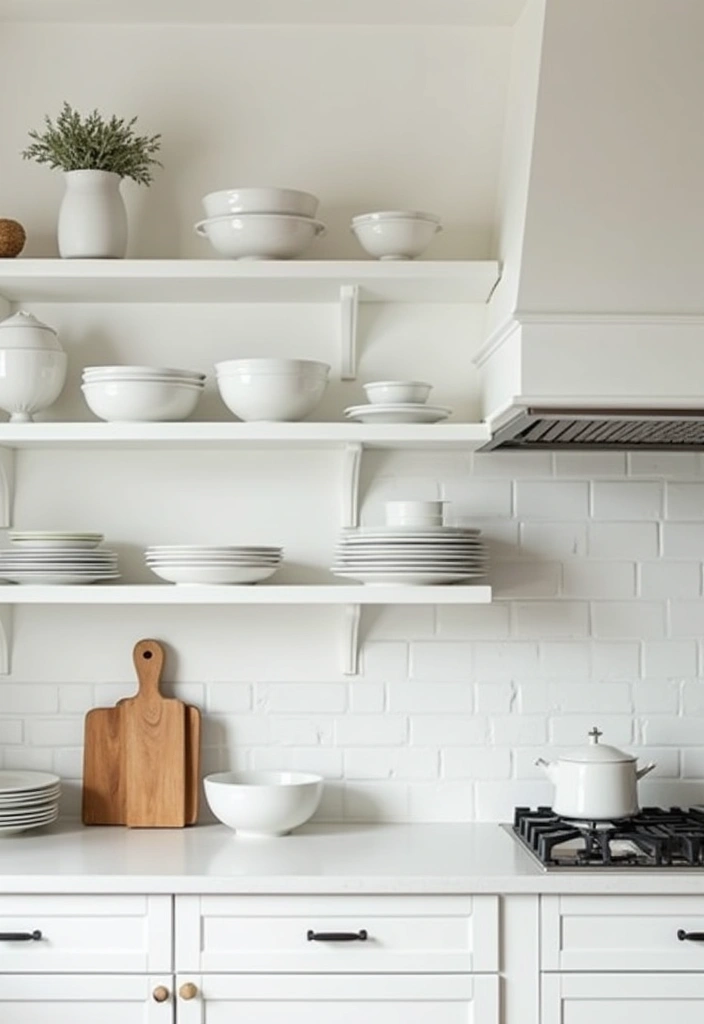 25 White Kitchen Ideas For a Clean and Elegant Space 43 25 White Kitchen Ideas For a Clean and Elegant Space - 7. Open Shelving with White Dishware