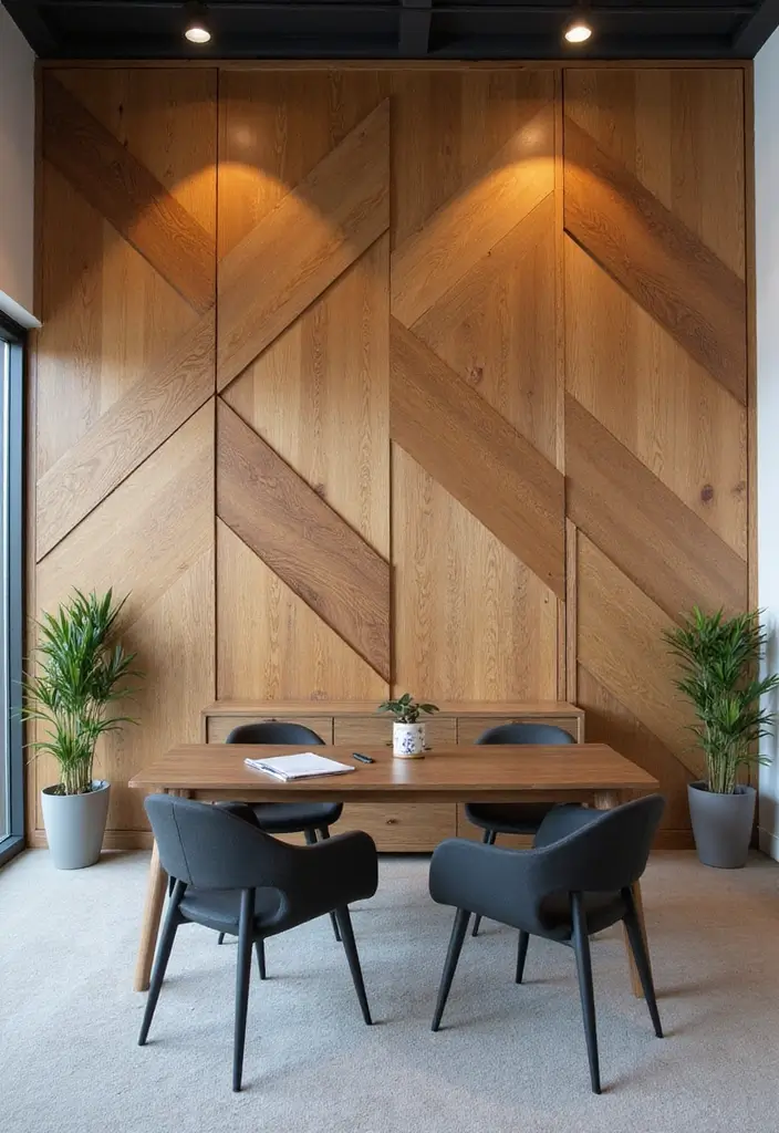 25 Wood Wall Ideas That Bring Natural Warmth Indoors 83 25 Wood Wall Ideas That Bring Natural Warmth Indoors - 13. Wood Wall Panels in Geometric Patterns
