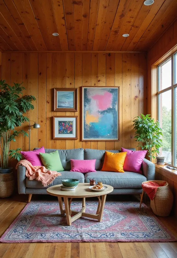 25 Wood Wall Ideas That Bring Natural Warmth Indoors 132 25 Wood Wall Ideas That Bring Natural Warmth Indoors - 20. Wood Paneling with Colorful Accents