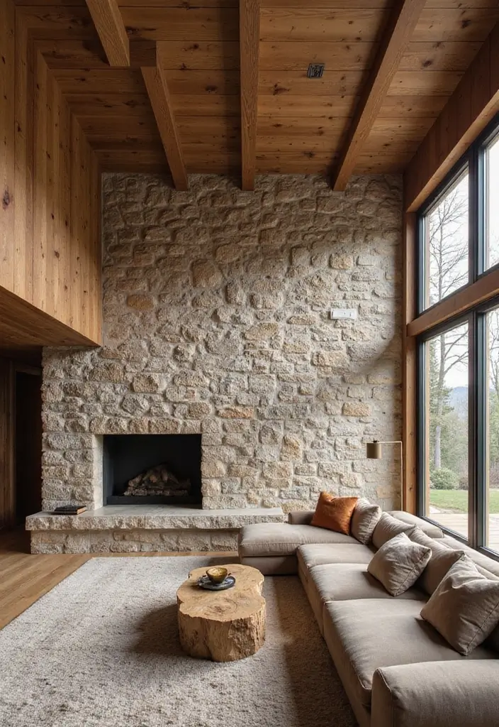 25 Wood Wall Ideas That Bring Natural Warmth Indoors 160 25 Wood Wall Ideas That Bring Natural Warmth Indoors - 24. Wood and Stone Combination Walls