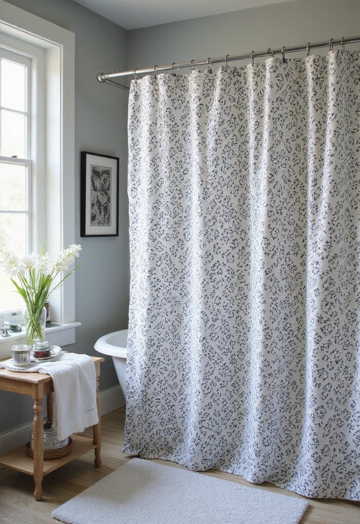 26 Black and White Bathroom Ideas That Never Go Out of Style 92 26 Black and White Bathroom Ideas That Never Go Out of Style - 14. Unique Shower Curtains