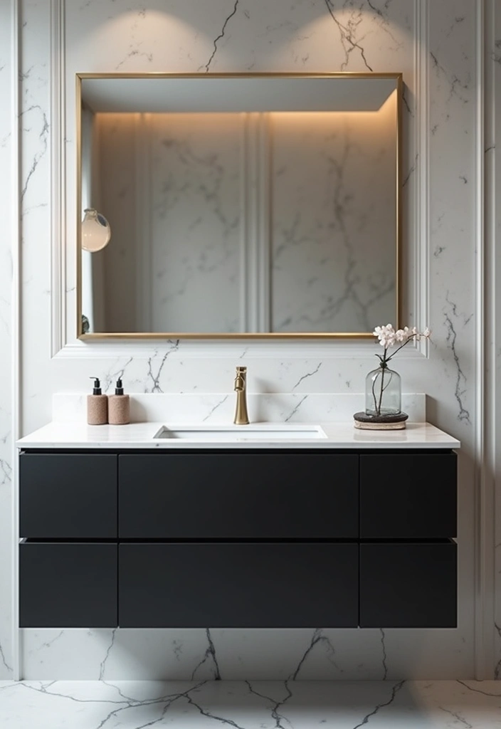 26 Black and White Bathroom Ideas That Never Go Out of Style 8 26 Black and White Bathroom Ideas That Never Go Out of Style - 2. Monochrome Vanity Styles