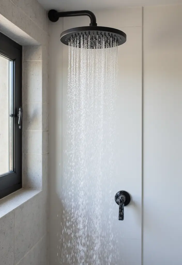 26 Black and White Bathroom Ideas That Never Go Out of Style 141 26 Black and White Bathroom Ideas That Never Go Out of Style - 21. Unique Shower Head Designs