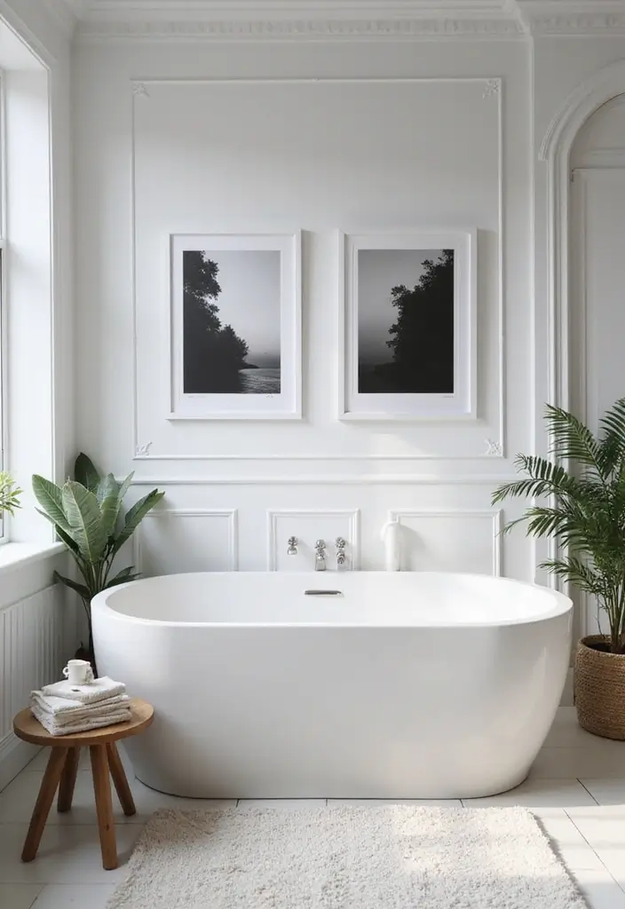 26 Black and White Bathroom Ideas That Never Go Out of Style 169 26 Black and White Bathroom Ideas That Never Go Out of Style - 25. Beautifully Framed Artwork