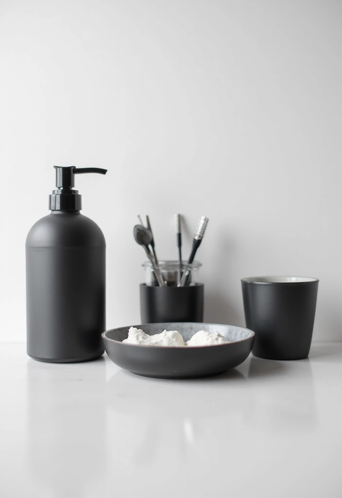 26 Black and White Bathroom Ideas That Never Go Out of Style 29 26 Black and White Bathroom Ideas That Never Go Out of Style - 5. Minimalist Accessory Choices