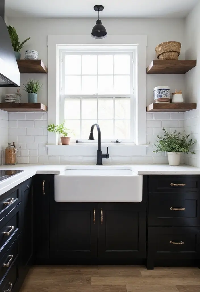 26 Black and White Kitchen Ideas That Never Go Out of Style 67 26 Black and White Kitchen Ideas That Never Go Out of Style - 11. Timeless Farmhouse Sink
