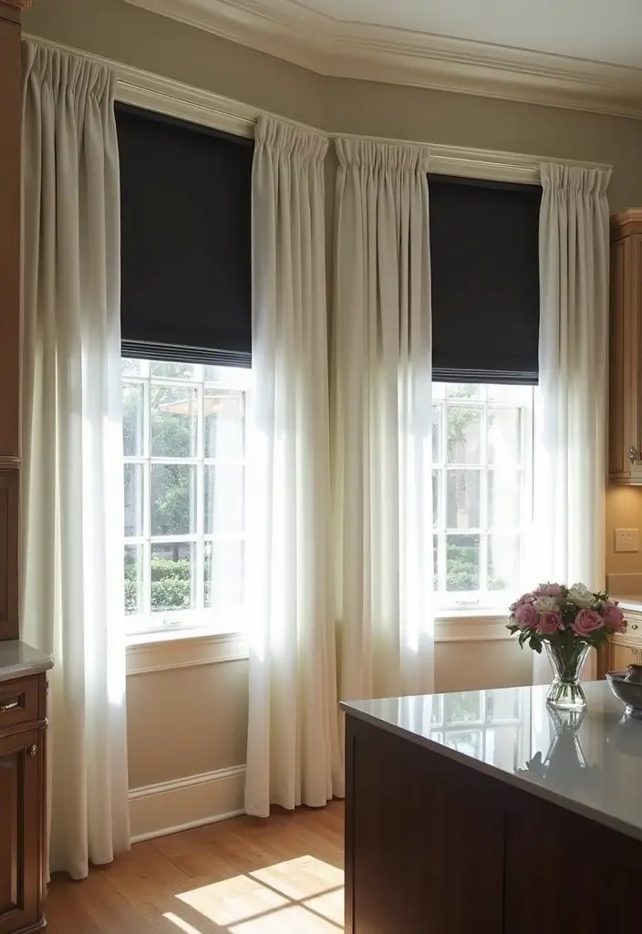26 Black and White Kitchen Ideas That Never Go Out of Style 95 26 Black and White Kitchen Ideas That Never Go Out of Style - 15. Stylish Window Treatments