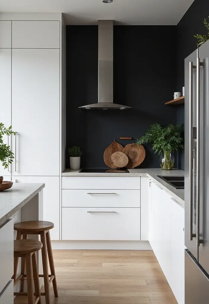 26 Black and White Kitchen Ideas That Never Go Out of Style 130 26 Black and White Kitchen Ideas That Never Go Out of Style - 20. Accent Wall with Black Paint