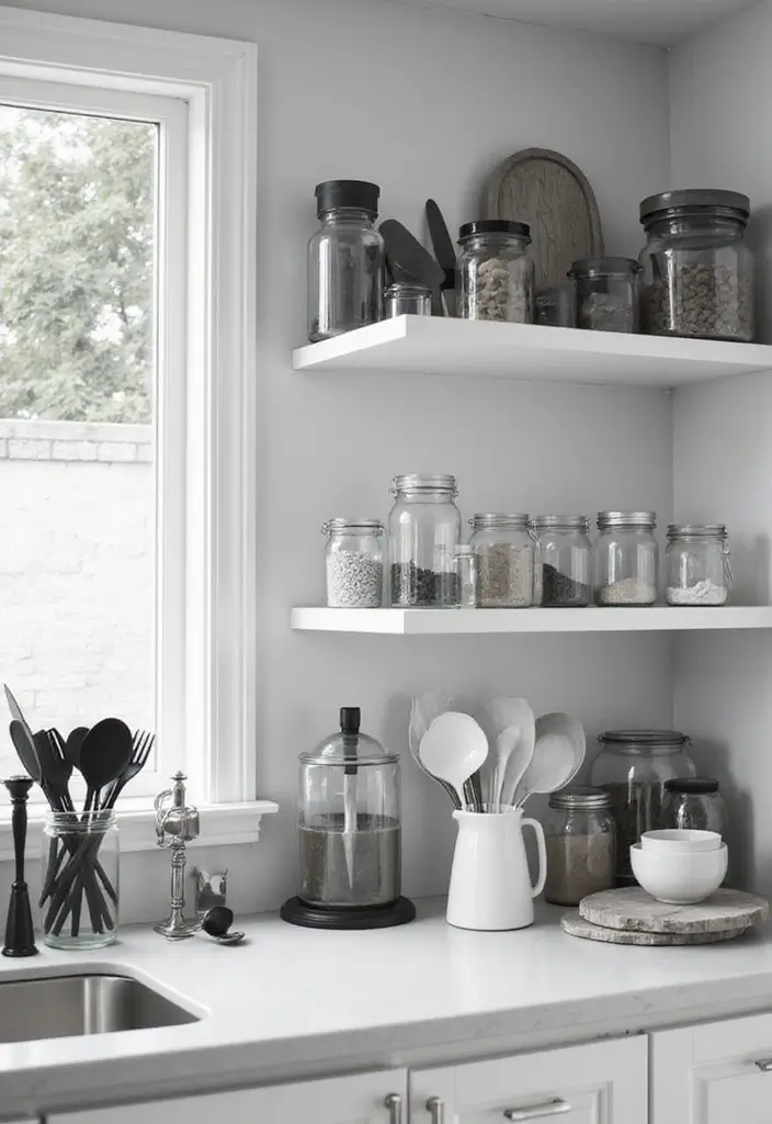 26 Black and White Kitchen Ideas That Never Go Out of Style 144 26 Black and White Kitchen Ideas That Never Go Out of Style - 22. Monochrome Utensils