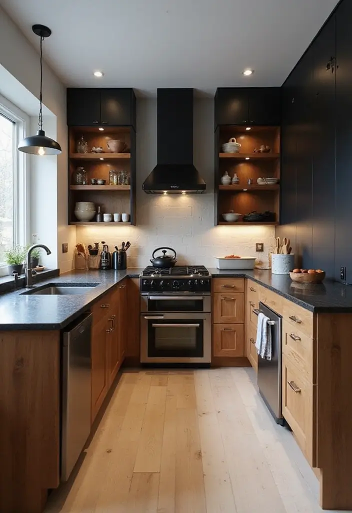 26 Black and White Kitchen Ideas That Never Go Out of Style 55 26 Black and White Kitchen Ideas That Never Go Out of Style - 9. Contrast with Wood Accents