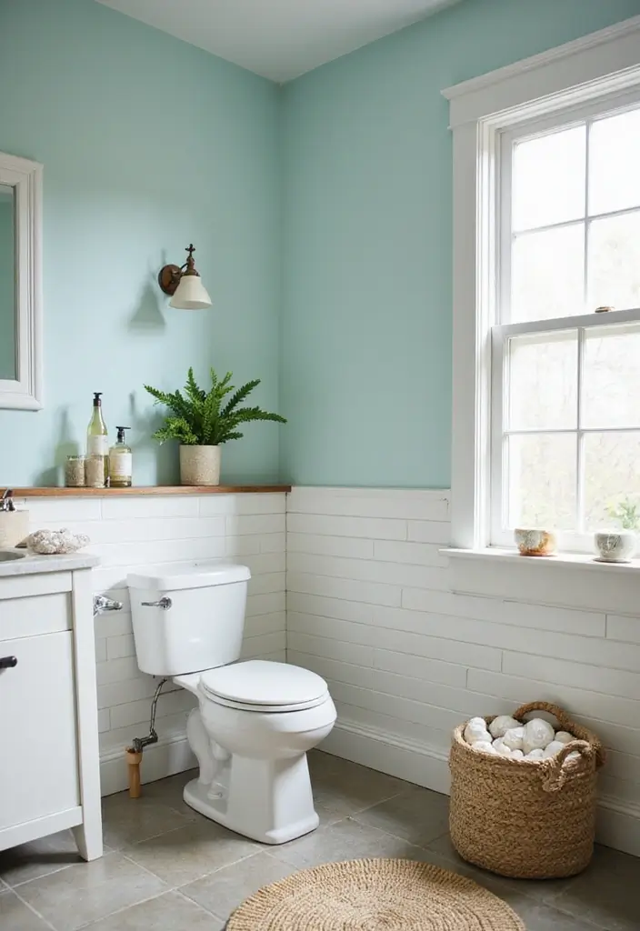 26 Blue Bathroom Ideas That Feel Fresh and Serene 1 26 Blue Bathroom Ideas That Feel Fresh and Serene - 1. Coastal Charm with Seafoam Blue