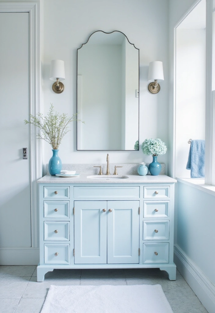 26 Blue Bathroom Ideas That Feel Fresh and Serene 78 26 Blue Bathroom Ideas That Feel Fresh and Serene - 12. Light Blue Accents in White Spaces