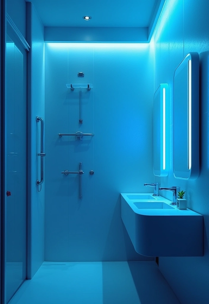 26 Blue Bathroom Ideas That Feel Fresh and Serene 106 26 Blue Bathroom Ideas That Feel Fresh and Serene - 16. Blue Lighting Fixtures