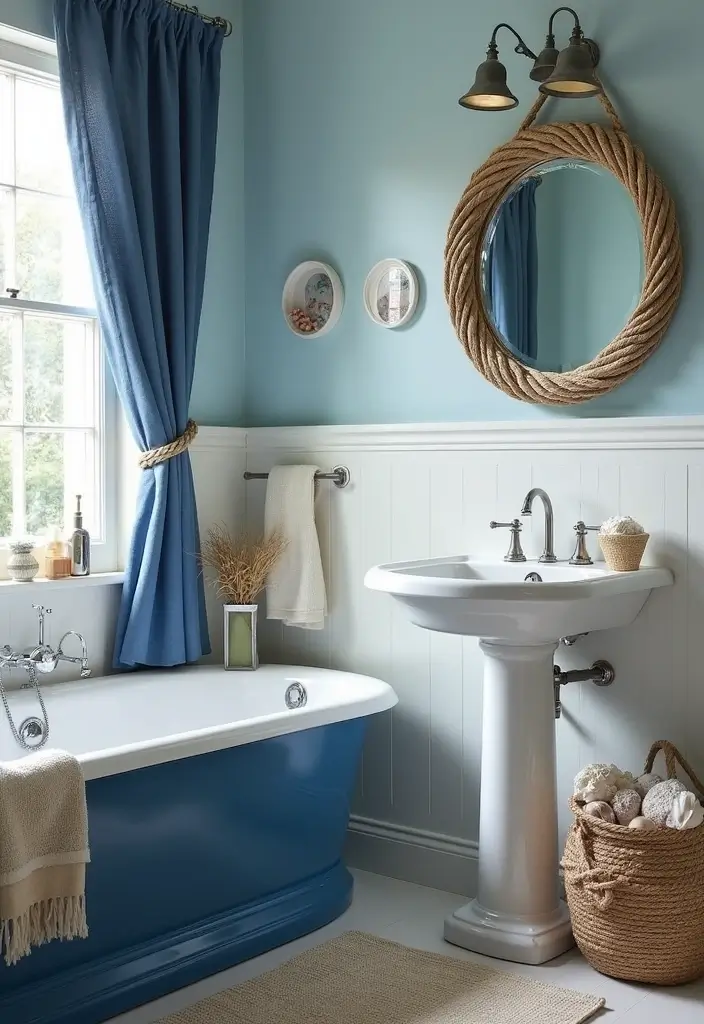 26 Blue Bathroom Ideas That Feel Fresh and Serene 113 26 Blue Bathroom Ideas That Feel Fresh and Serene - 17. Nautical Blue Elements