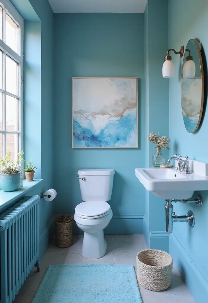 26 Blue Bathroom Ideas That Feel Fresh and Serene 120 26 Blue Bathroom Ideas That Feel Fresh and Serene - 18. Artsy Blue Accents