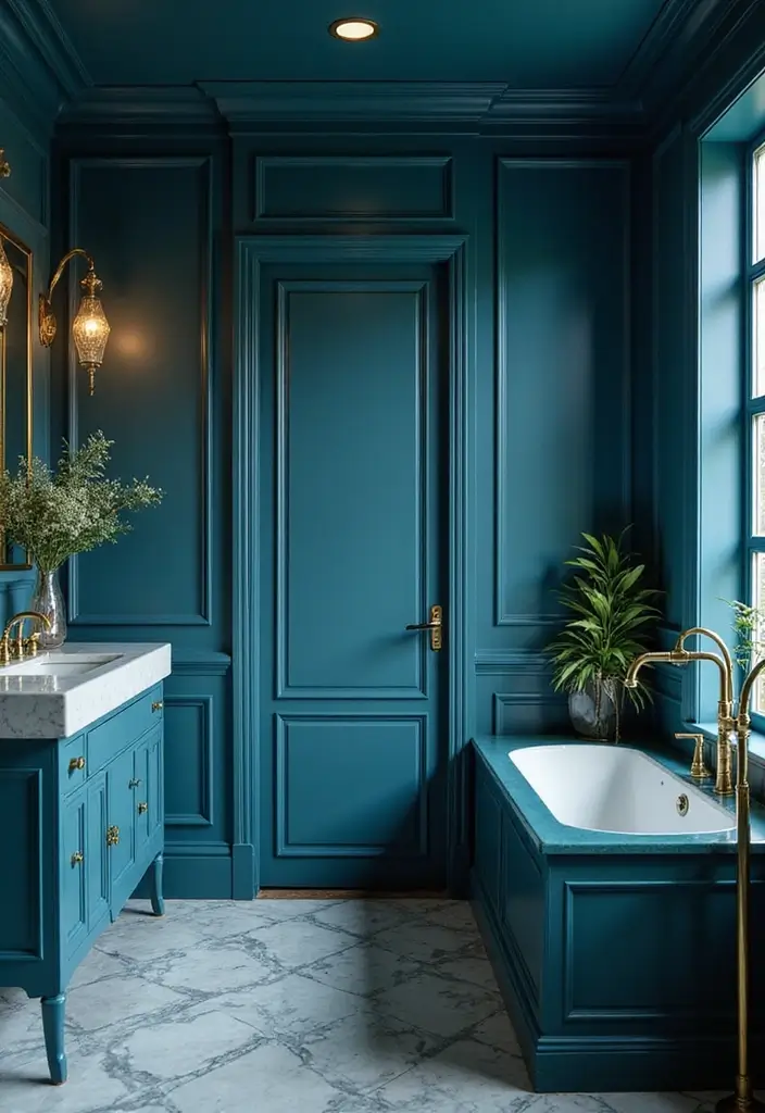 26 Blue Bathroom Ideas That Feel Fresh and Serene 8 26 Blue Bathroom Ideas That Feel Fresh and Serene - 2. Deep Ocean Blues
