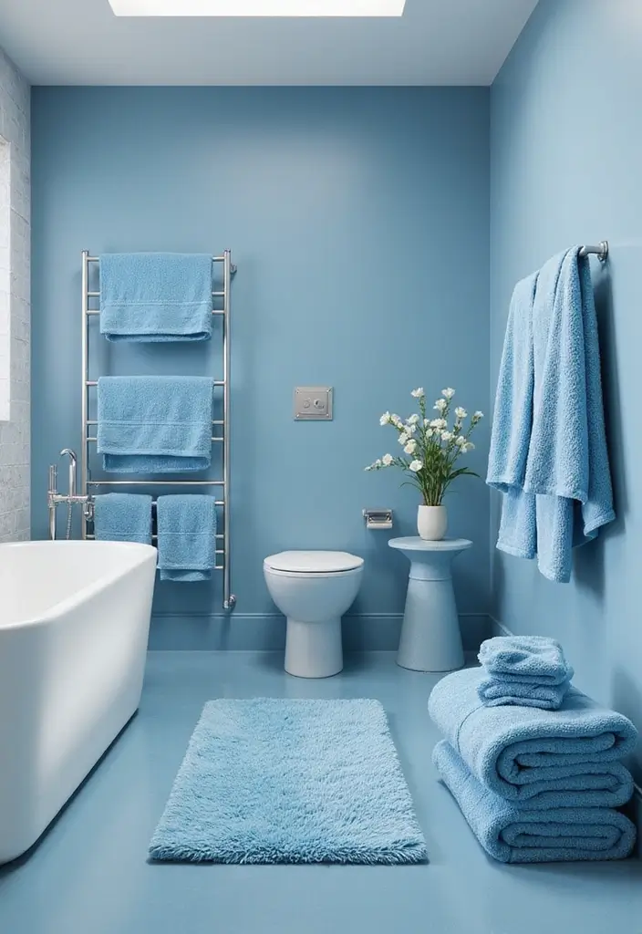 26 Blue Bathroom Ideas That Feel Fresh and Serene 141 26 Blue Bathroom Ideas That Feel Fresh and Serene - 21. Blue Towels and Accessories