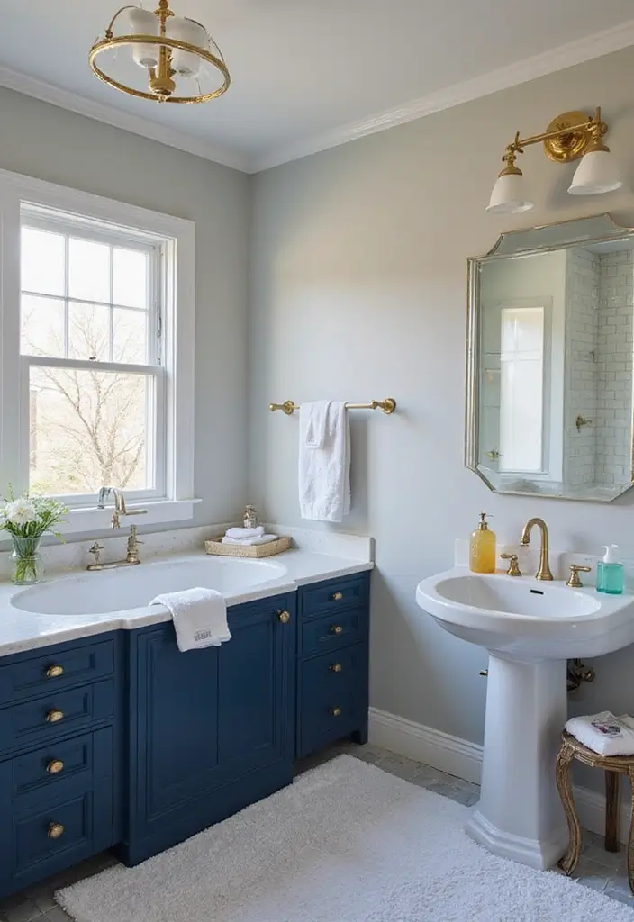26 Blue Bathroom Ideas That Feel Fresh and Serene 29 26 Blue Bathroom Ideas That Feel Fresh and Serene - 5. Navy and White Elegance