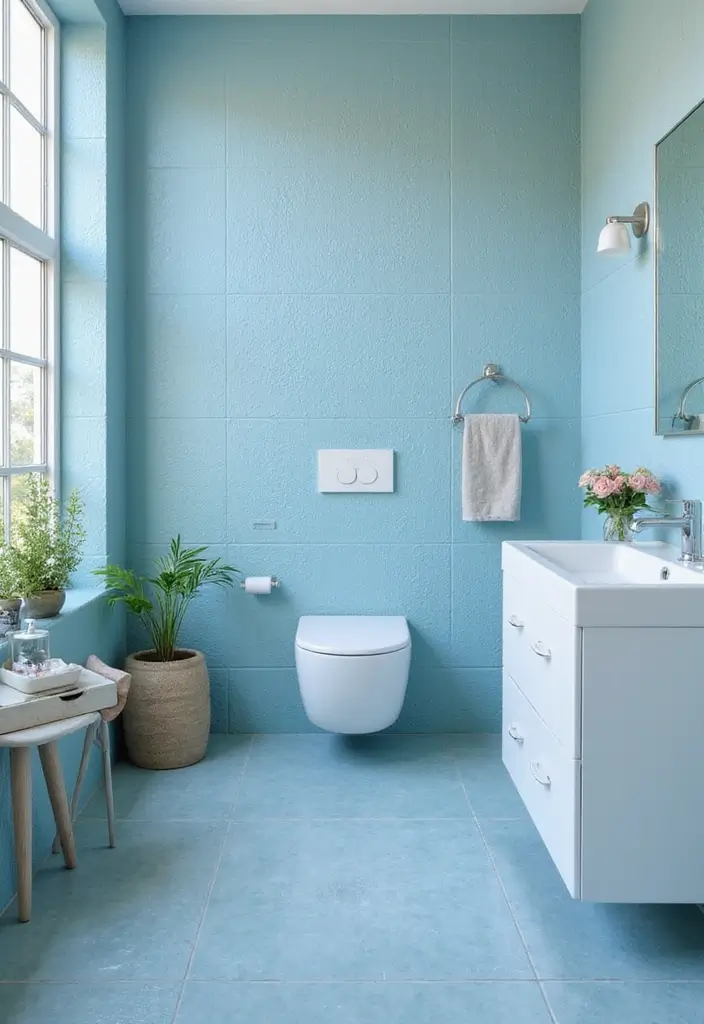 26 Blue Bathroom Ideas That Feel Fresh and Serene 43 26 Blue Bathroom Ideas That Feel Fresh and Serene - 7. Textured Tiles in Soft Blues