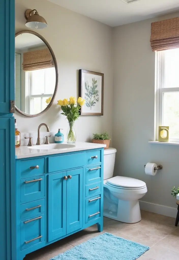 26 Blue Bathroom Ideas That Feel Fresh and Serene 50 26 Blue Bathroom Ideas That Feel Fresh and Serene - 8. Bright Blue and Neutrals