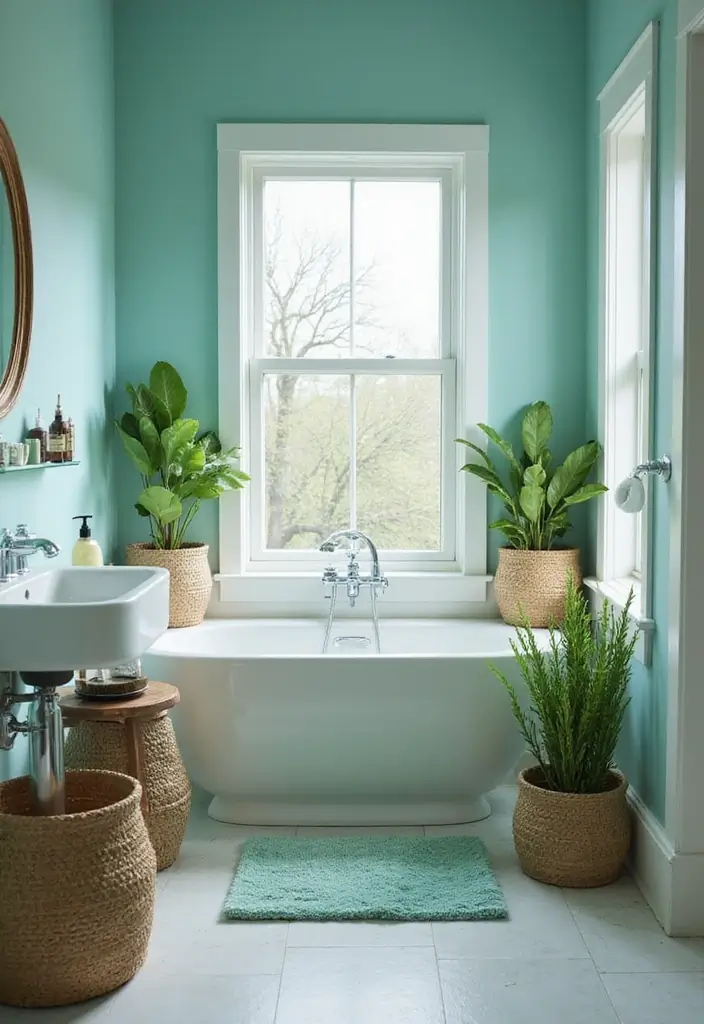 26 Blue Bathroom Ideas That Feel Fresh and Serene 57 26 Blue Bathroom Ideas That Feel Fresh and Serene - 9. Blue and Green Fusion