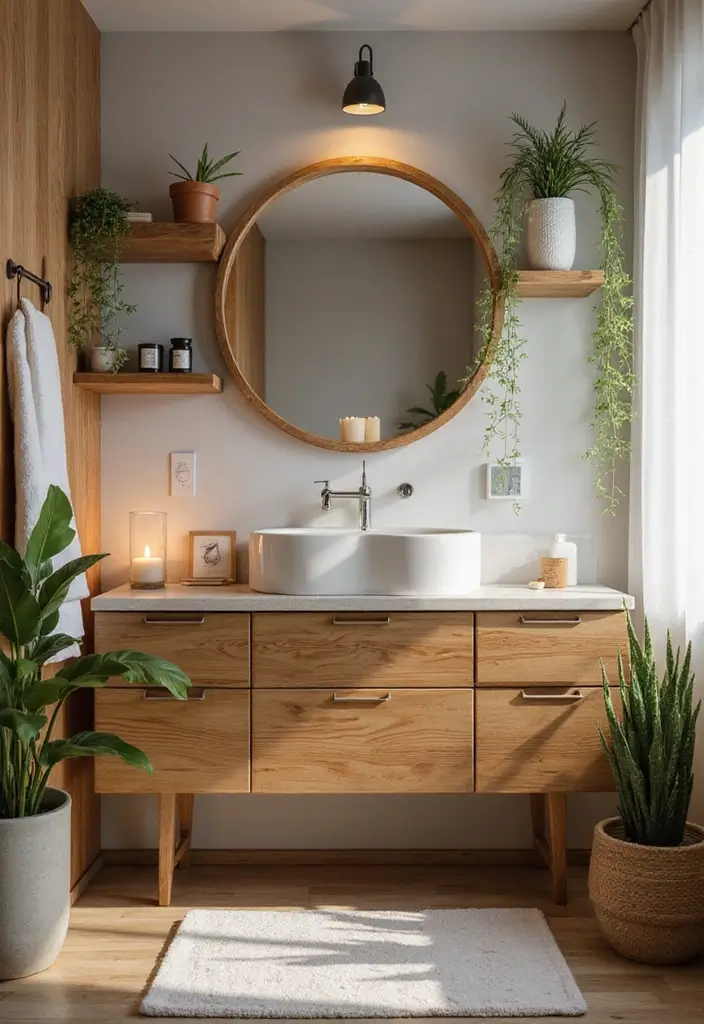 26 Boho Bathroom Ideas That Bring Effortless Charm and Warmth 1 26 Boho Bathroom Ideas That Bring Effortless Charm and Warmth - 1. Natural Wood Accents