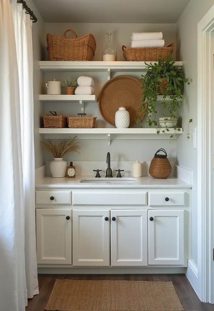 26 Boho Bathroom Ideas That Bring Effortless Charm and Warmth 62 26 Boho Bathroom Ideas That Bring Effortless Charm and Warmth - 10. Functional and Stylish Storage