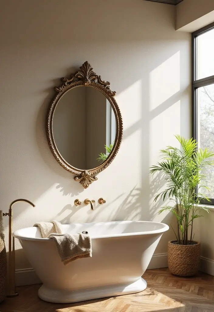 26 Boho Bathroom Ideas That Bring Effortless Charm and Warmth 69 26 Boho Bathroom Ideas That Bring Effortless Charm and Warmth - 11. Statement Mirrors