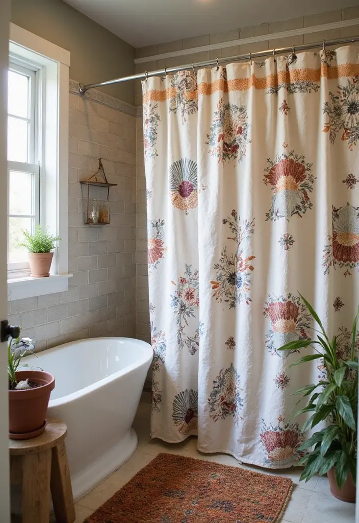 26 Boho Bathroom Ideas That Bring Effortless Charm and Warmth 83 26 Boho Bathroom Ideas That Bring Effortless Charm and Warmth - 13. Creative Shower Curtains