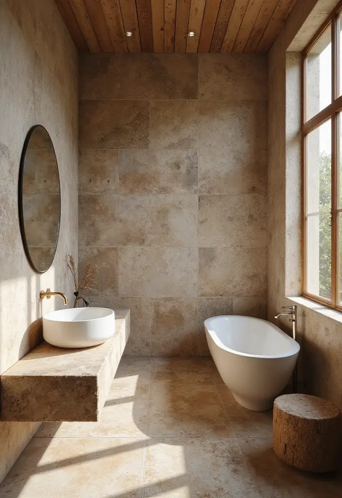 26 Boho Bathroom Ideas That Bring Effortless Charm and Warmth 125 26 Boho Bathroom Ideas That Bring Effortless Charm and Warmth - 19. Natural Stone Features