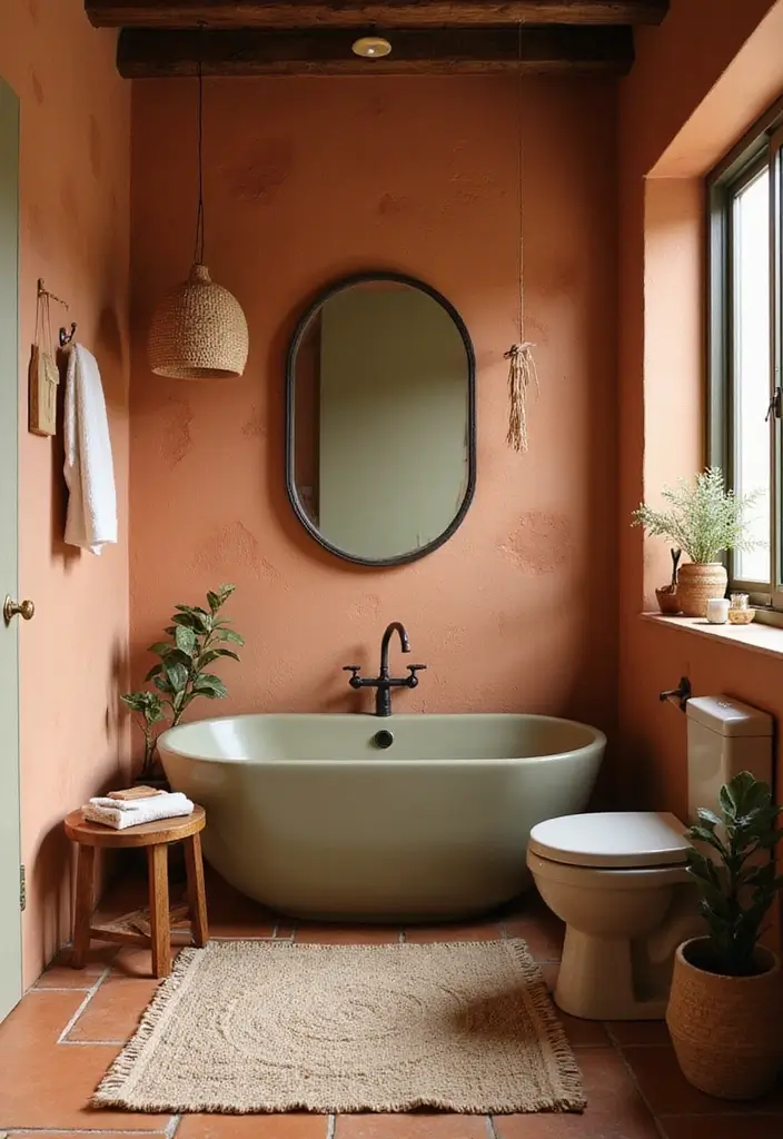 26 Boho Bathroom Ideas That Bring Effortless Charm and Warmth 8 26 Boho Bathroom Ideas That Bring Effortless Charm and Warmth - 2. Earthy Color Palettes